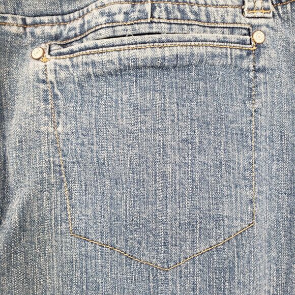 Vintage Faded Glory Denim Midi Skirt Women 18 Blue Stretch Zip Coin Pocket YKK - Picture 6 of 12